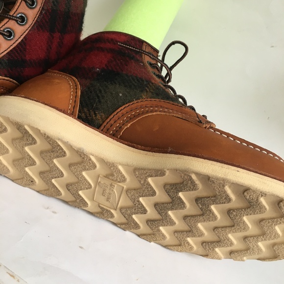 Red Wing x Woolrich Boots Collaboration Brown Classic Work Boot Plaid - Picture 10 of 14